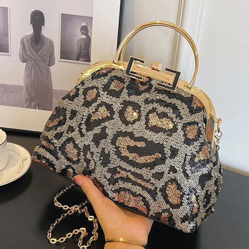 Leopard Print Sequils Glambag