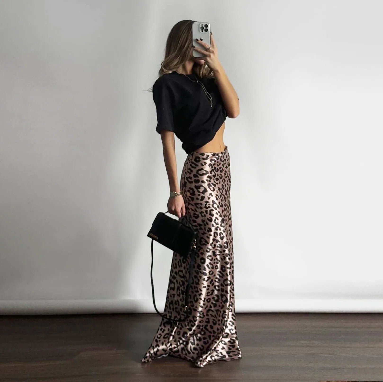 Long Leopard Print Skirt