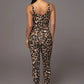 Leopard Print Elastic Jumpsuit