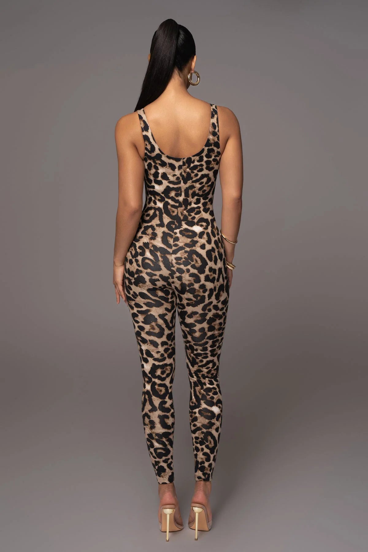 Leopard Print Elastic Jumpsuit