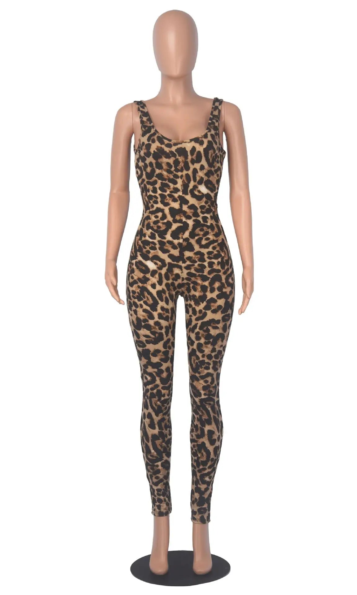 Leopard Print Elastic Jumpsuit