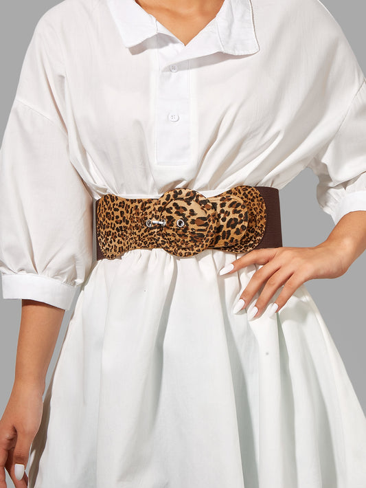 Sexy Wild Leopard Elastic Wide Belt