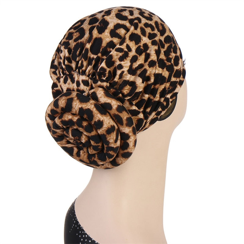 Elastic Leopard Print Turban Hat