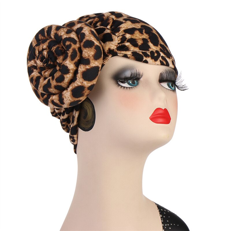 Elastic Leopard Print Turban Hat