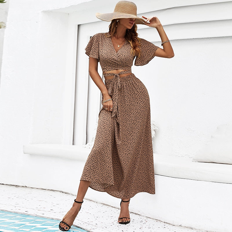 Leopard Print Top and Skirt Outfit