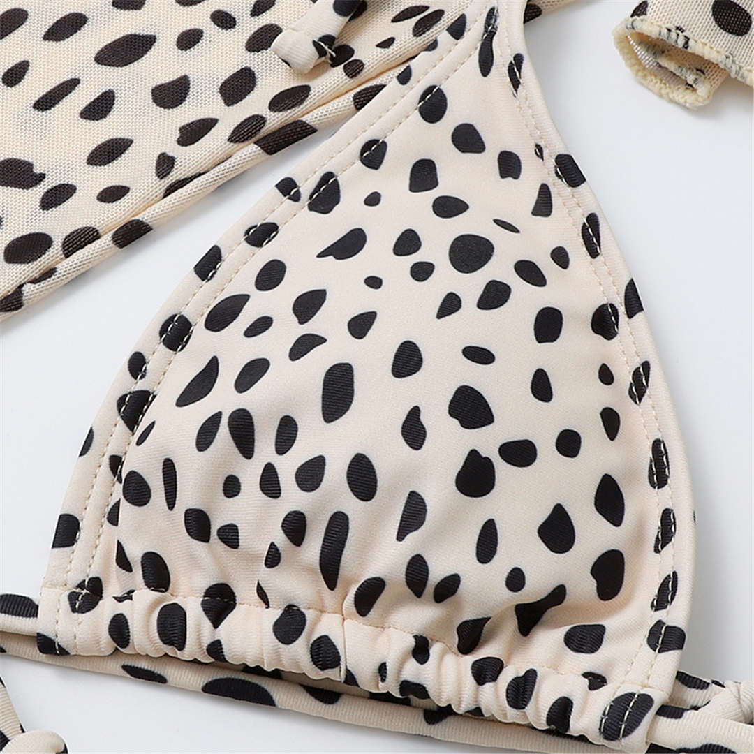 Leopard Printed Long Sleeve Bikini