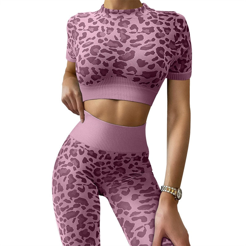 Leopard print workout on sale set