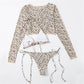 Leopard Printed Long Sleeve Bikini