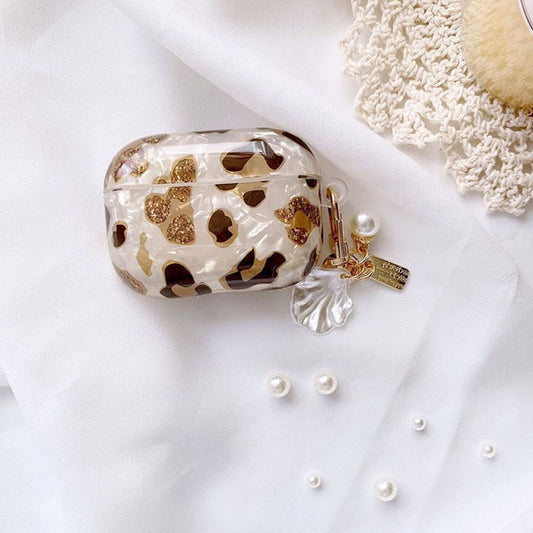 Luxury Leopard Pearl Case for Apple Airpods